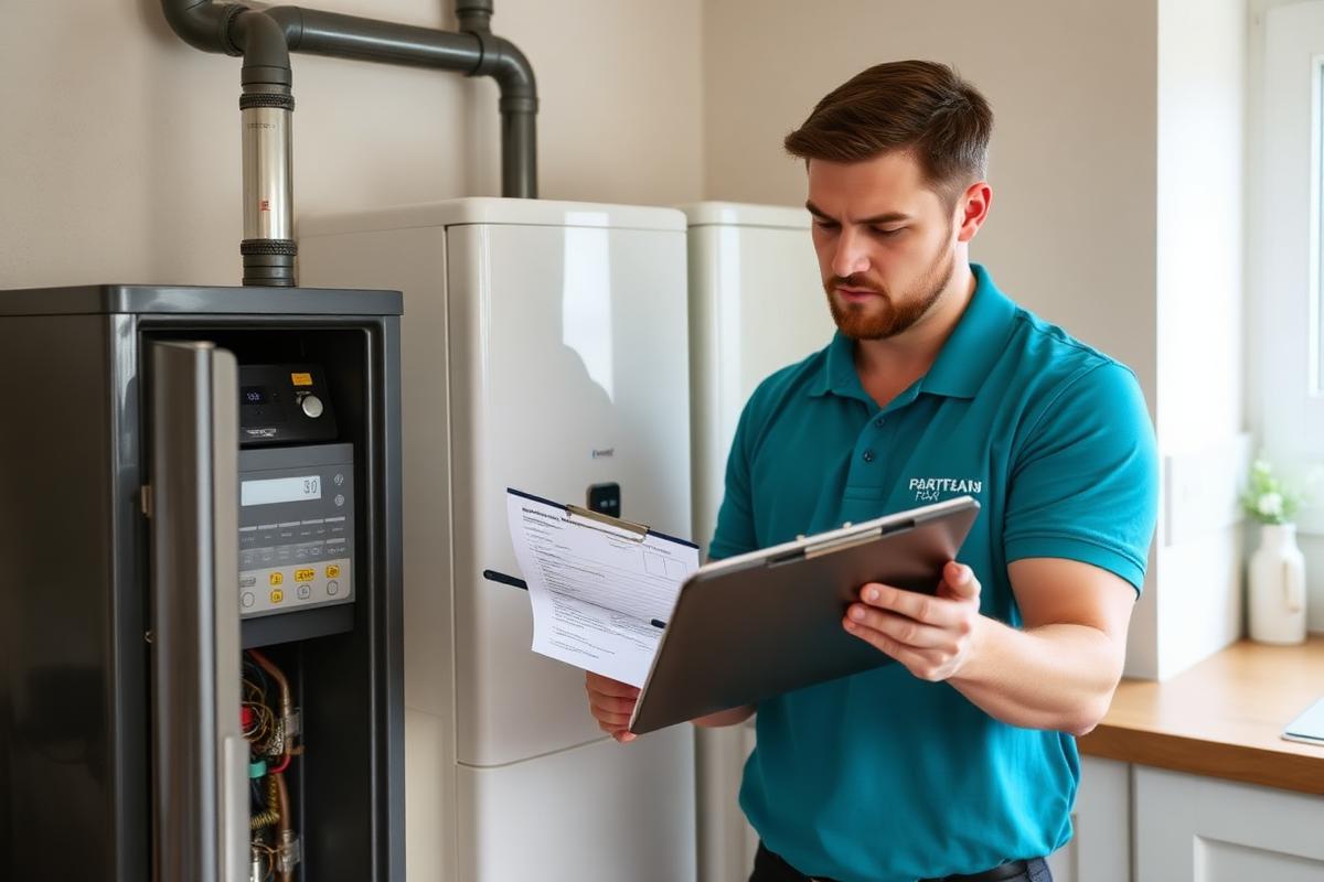 Gas Safe engineer completing a landlord gas safety certificate